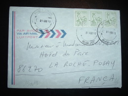 LETTRE PAR AVION POUR LA FRANCE TP PECHEUR 10,00 X3 OBL. 04 A60 80 AGENCIA CENTRAL BELEM-PA - Lettres & Documents