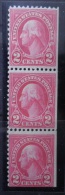 N753 .-. US.1922- SC # : 554 , MNH/ MH VERTICAL STRIP X 3 , 2 CTS RED , WASHINGTON CV US$ ???   / €  ??? - Unused Stamps