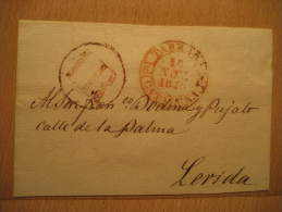 TARRAGONA 1844 ? To Lerida Lleida PREPHILATELY Front Frontal Letter Catalonia Spain España - ...-1850 Vorphilatelie