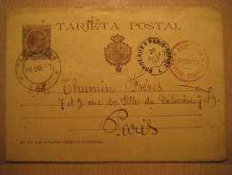TARRAGONA 1897 To Bordeaux Paris Ambulante Train Cancel France N&ordm;36 Postal Stationery Card Catalonia Spain Espa&nti - Covers & Documents