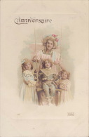 CPA - Fantaisie - Femme - Enfants - Aniversaire - Balançoire - Lilas - 307 - Femmes