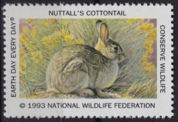 RABBIT NUTALL´S COTTONTAIL - National Wildlife Federation NWF - 1993 USA - LABEL / CINDERELLA - Rabbits