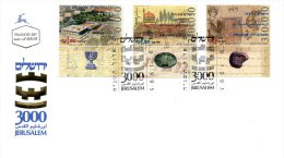 ISRAËL. N°1287-9 Sur Enveloppe 1er Jour (FDC) De 1995. Jérusalem/Cité De David/Harpe. - Jewish