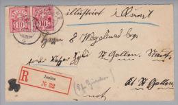 Heimat GR Jenins 1895-09-23 R-Brief Nach St.Gallen - Cartas & Documentos