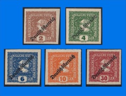 AT 1919, Mercury, Set Of 5 Imperforate Stamps, MH - Dagbladen