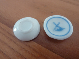 Assiette Miniature Porcelaine (diam 21mm) "moulin" (2 Pièces) - Hausrat