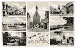 I778 Gruss Aus Quakenbruck - Langestrasse - Rathaus - Marienkirche - Badeanstatt / Viaggiata 1956 - Quakenbrück