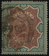 INDIA 1895 3r Brown + Green QV SG 108 U LV43 - 1882-1901 Empire