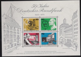 DV 591k) BERLIN MiNr. 455-58 In Block 4 **: 50 Jahre Deutscher Rundfunk Broadcast - Blocks & Sheetlets