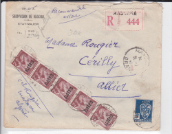 ALGERIE - 1946 - LETTRE RECOMMANDEE AVION Du COLONEL De La PLACE De MASCARA Avec IRIS Pour CERILLY (ALLIER) - Covers & Documents