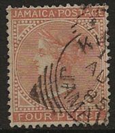 JAMAICA 1883 4d Red-orange QV SG 22 U OS22 - Jamaica (...-1961)