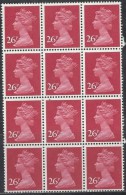 GREAT BRITAIN MACHINE 26p MNH NICE BLOCK OF 12 STAMPS - Frankeermachines (EMA)