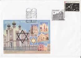 JUDISM, JUDAISME, CLUJ NAPOCA- DEPORTEES MEMORIAL TEMPLE, SPECIAL COVER, 2000, ROMANIA - Jewish