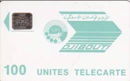 Djibouti, DJI-13, 100 Units, Light Blue Logo, Frame Around Chip SC5, Control 23646 - Gibuti