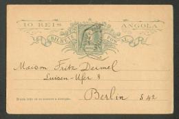 1912 POSTAL  STATIONERY , ANGOLA  TO  BERLIN , OLD POSTCARD    ,O - Angola