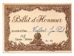 Billet D'honneur élève Vialfont Jean-Paul - 1960/61 - Diplomas Y Calificaciones Escolares