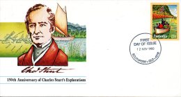 AUSTRALIE. Entier Postal Avec Oblitération 1er Jour De 1980. Charles Sturt. - Explorateurs