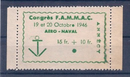 FRANCE - VIGNETTE CONGRES FAMMAC AERO NAVAL ANNECY 1946 BORD DE FEUILLE - Luchtvaart