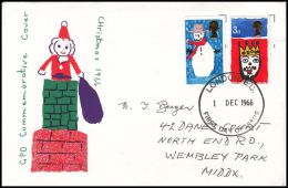 Great Britain 1966, FDC Cover "Christmas" W./ Postmark London - 1952-1971 Pre-Decimal Issues