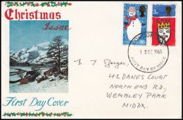 Great Britain 1966, FDC Cover "Christmas" W./ Postmark London And With Phosphor Stripe Print - 1952-1971 Pre-Decimal Issues