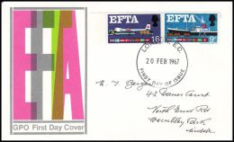 Great Britain 1967, FDC Cover "EFTA" W./ Postmark London And With Phosphor Stripe Print - 1952-1971 Pre-Decimal Issues