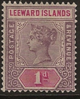 LEEWARD IS 1890 1d Mauve + Rose QV SG2 HM NQ324 - Leeward  Islands