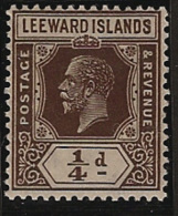 LEEWARD IS 1921 1/4d KGV SG 58 UNHM NQ357 - Leeward  Islands