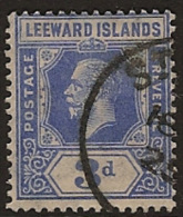 LEEWARD IS 1921 3d KGV SG 68 U NQ366 - Leeward  Islands