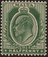 MALTA 1904 1/2d Deep Green KEVII SG 47 HM VD213 - Malte (...-1964)