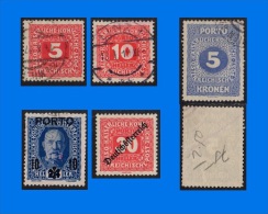 AT 1916-1919, 5 Postage Due Stamps, MH/VFU - Postage Due