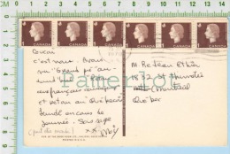2 Strip  Of 3 Stamps Scott # 401  (  Eglise Grand-Pré Nouvelle Ecosse Canada ) Post Card Carte Postale 2 Scans - Brieven En Documenten
