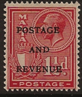 MALTA 1928 1 1/2d Rose-red KGV SG 179 HM VD442 - Malte (...-1964)