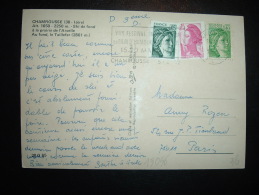 CP TP SABINE DE GANDON 1,40F + 0,05F + LIBERTE 0,15F OBL.MEC. 5-2-1982 CHAMROUSSE (38 ISERE) - Lettres & Documents