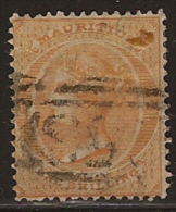 MAURITIUS 1863 1/- Yellow QV SG 68 U OH44 - Maurice (...-1967)