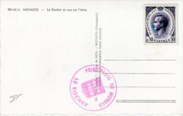 REAL PHOTO POSTCARD - MONACO - Le Rocher Et Vue Sur L'italie - With Mounted Mint Rainier III 0.30 Stamp - Mehransichten, Panoramakarten