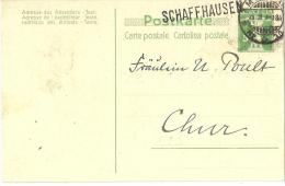 PK 39  Schaffhausen - Chur  (Stabstempel SCHAFFHAUSEN)      1909 - Chemins De Fer