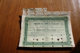 SNCF Compagnie Des Chemins De Fer De L'Est En. 5 % En 1933 Titre Action Perforées Perforations - Chemin De Fer & Tramway