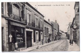 Romainville, La Rue De Paris, 1919, éd. C. M. N° 4, Animée, Commerces, Pub. Lait Maggi - Romainville
