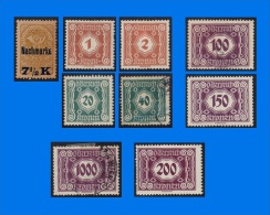 AT 1921-1922, 9 Postage Due Stamps, MH/VFU - Portomarken