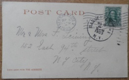 S487.-. USA.-.1903. 1 CT , FRANKLIN ON POSTCARD, RAQUETTE TO NEW YORK .SEE DESCRIPTION.RAQUETTE LAKE - Brieven En Documenten