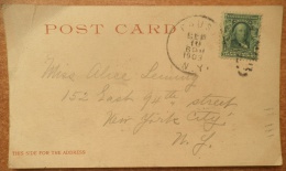 S491.-. USA.-.1903. 1 CT , FRANKLIN ON POSTCARD,  TO NEW YORK  .SEE DESCRIPTION.LAKE PLACID AND MIRROR LAKE - Lettres & Documents