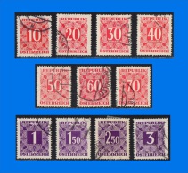 AT 1949, 11 Postage Due Stamps, VFU - Taxe
