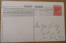 S973.-. GREAT BRITAIN .-.1906. 1 PENNY, ON POSTCARD, LONDON TO NEW YORK .SEE DESCRIPTION.BUCKINGHAM PALACE, LONDON - Cartas & Documentos