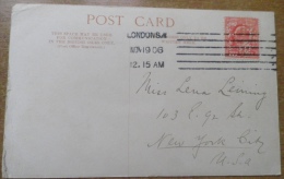 S971.-. GREAT BRITAIN .-.1906. 1 PENNY, ON POSTCARD, LONDON TO NEW YORK .SEE DESCRIPTION. THE CARLTON HOTEL, PALL MALL, - Brieven En Documenten