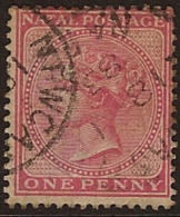 NATAL 1874 1d Bright Rose QV U SG 67 PZ126 - Natal (1857-1909)