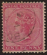 NATAL 1874 1d Bright Rose QV U SG 67 PZ128 - Natal (1857-1909)