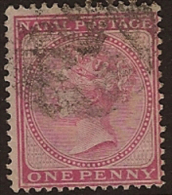 NATAL 1874 1d Dull Rose QV U SG 66 PZ125 - Natal (1857-1909)