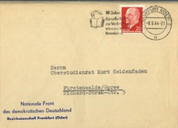 Nationale Front Des Demokratischen Deutschland Bezirksausschuß Frankfurt Oder 8.6.1964 - Storia Postale