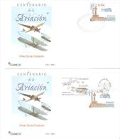 2 Sobres Con Matasellos Diferentes Aviacion 2003 - Lettres & Documents
