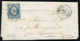 FRANCE - N° 10, OBL. PC MEZIN LE 29/9/1853, POUR DAMAZAN - TB - 1852 Luigi-Napoleone